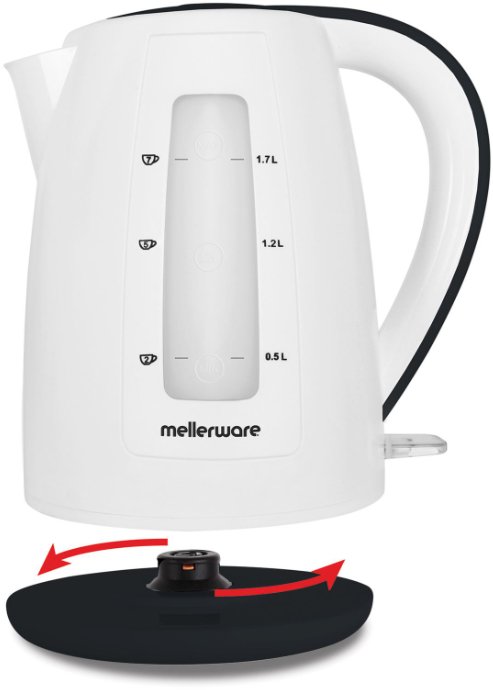 Mellerware Breede 360° Cordless Black & White 2L Plastic Kettle — image 1