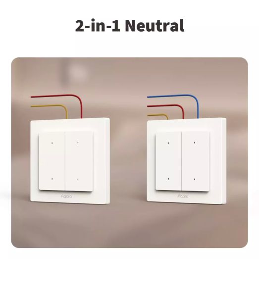 Aqara Light Switch H2 EU - 2 in 1 With Neutral & No Neutral (2 Buttons, 1 Channel) | AQ-CTRL-SW2-WALL — image 4