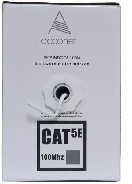 Acconet CAT5e Indoor Ethernet Cable 100m White Solid Copper STP Pull Box | CAT5-100-SC-STP — image 2