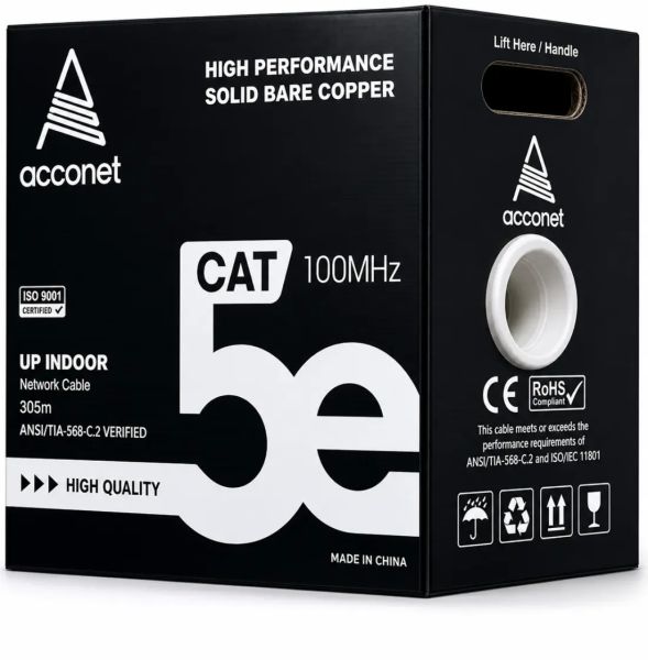 Acconet CAT5e Indoor Ethernet Cable 305m White CCA UTP Pull Box | CAT5-305 — image 2