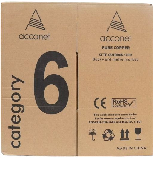 Acconet CAT6 UV Outdoor Ethernet Cable 100m Black Solid Core SF/TP Pull Box | CAT6U-100-SC — image 3