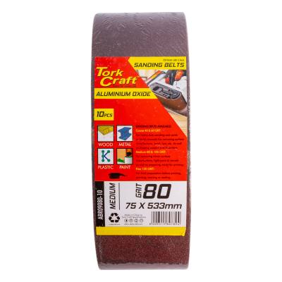 SANDING BELT 75 X 533MM 80 GRIT 10/PACK — image 1