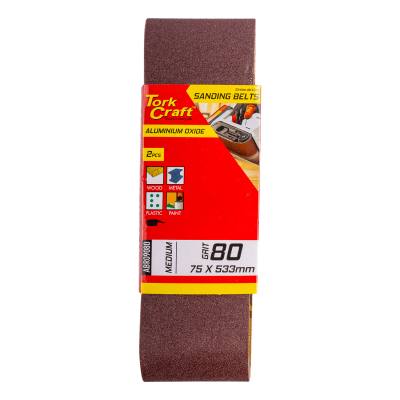 SANDING BELT 75 X 533MM 80GRIT 2/PACK — image 1