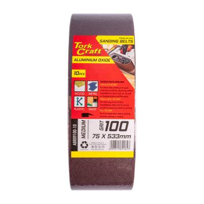SANDING BELT 75 X 533MM 100GRIT 10/PACK — image 1