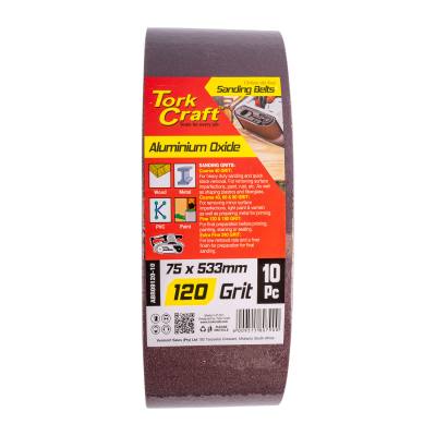 SANDING BELT 75 X 533MM 120GRIT 10/PACK — image 1