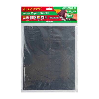 WATER PAPER 230 X 280MM 320 GRIT WET & DRY 10 PER PACK STD — image 1