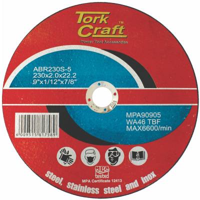 CUTTING DISC FOR STEEL AND STAINLESS STEEL 230 X 2.0 X 22.2MM — image 1