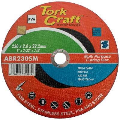 CUTTING DISC MULTI PURPOSE 230 X 2.0 X 22.2MM FOR STEEL SS PVA STONE — image 1
