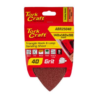 SANDING TRIANGLE 40 GRIT 140 X 140 X 98MM 5/PACK W/H HOOK AND LOOP — image 1