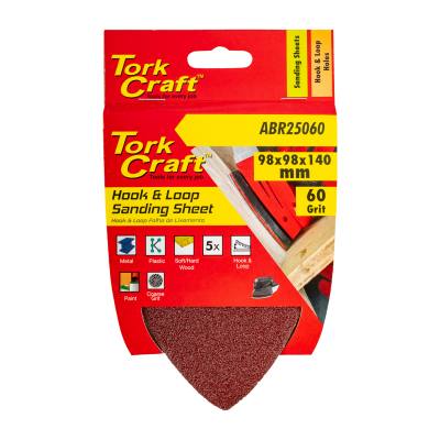 SANDING TRIANGLE 60 GRIT 140 X 140 X 98MM 5/PACK W/H HOOK AND LOOP — image 1