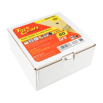 GOLD DISC (50 PIECES) 80 GRIT 125MM X 8 HOLES HOOK AND LOOP — image 1