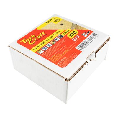 GOLD DISC (50 PIECES) 100 GRIT 125MM X 8 HOLES HOOK AND LOOP — image 1