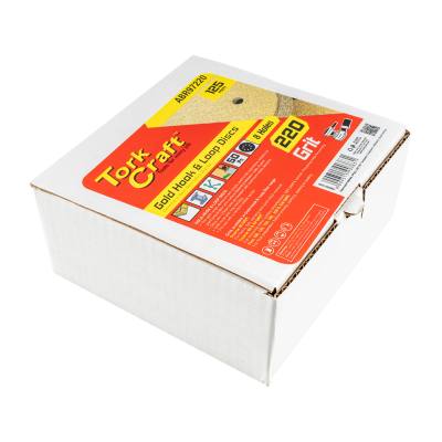 GOLD DISC (50 PIECES) 220 GRIT 125MM X 8 HOLES HOOK AND LOOP — image 1