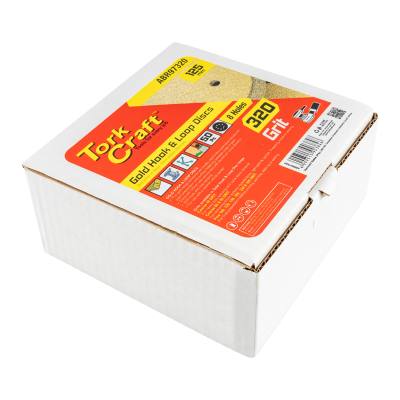 GOLD DISC (50 PIECES) 320 GRIT 125MM X 8 HOLES HOOK AND LOOP — image 1