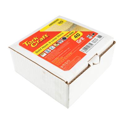GOLD DISC (50 PIECES) 40 GRIT 125MM WITHOUT HOLE HOOK AND LOOP — image 1
