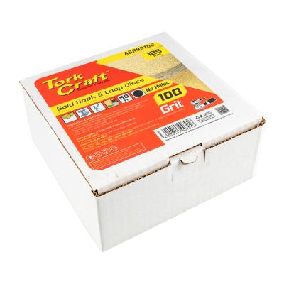 GOLD DISC (50 PIECES) 100 GRIT 125MM WITHOUT HOLE HOOK AND LOOP — image 1