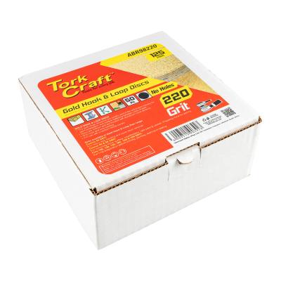 GOLD DISC (50 PIECES) 220 GRIT 125MM WITHOUT HOLE HOOK AND LOOP — image 1