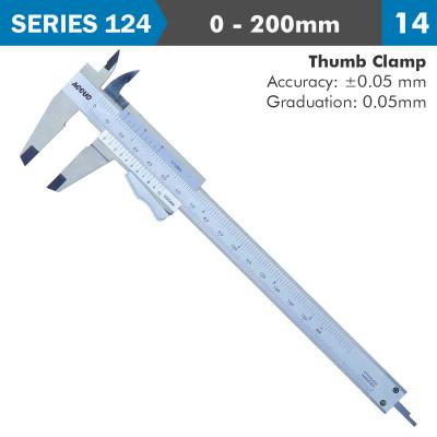 VERNIER CALIPER 200MM AUTO THUMB CLAMP 0.05MM ACC. 0.05MM GRAD. S/STEE — image 1
