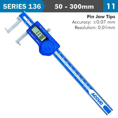 DIG. CALIPER 50-300MM 0.06MM ACC. INSIDE POINT 0.01MM RES. S/STEEL — image 1
