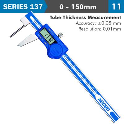 DIG. TUBE THICKNESS CALIPER 150MM 0.05MM ACC. 0.01MM RES. S/STEEL — image 1