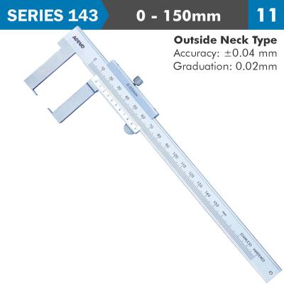 VERNIER CALIPER 150MM 0.04MM ACC. OUTSIDE NECK 0.02MM GRAD. S/STEEL — image 1