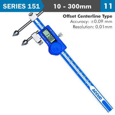 DIG. CALIPER 10-300MM OFFSET CENTERLINE 0.09MM ACC. 0.01MM RES. S/STEE — image 1