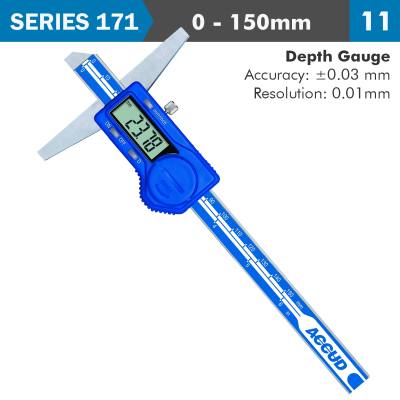 DIGITAL DEPTH GAUGE 150MM 0.03MM ACC. 0.01MM RES. S/STEEL — image 1