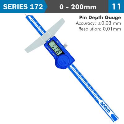 DIG. CALIPER 200MM 0.03MM ACC. PIN DEPTH 0.01MM RES. S/STEEL — image 1