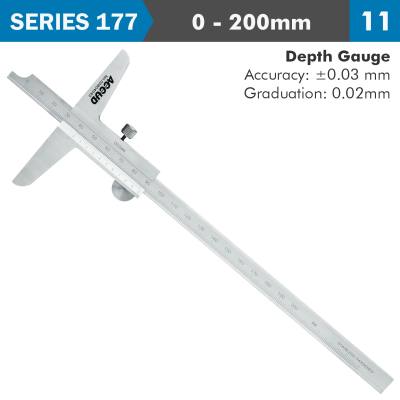 VERNIER DEPTH CALIPER  200MM 0.03MM ACC. 0.02MM GRAD. S/STEEL — image 1