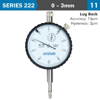 DIAL INDICATOR 3MM 0.01MM GRAD. LUG BACK — image 1