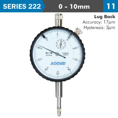 DIAL INDICATOR 10MM 0.01MM GRAD. LUG BACK — image 1