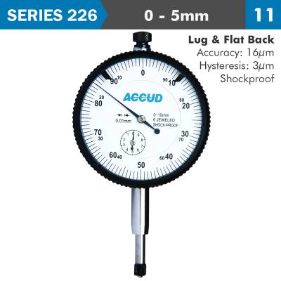 SHOCKPROOF  DIAL INDICATOR 5MM GRAD.0.01MM LUG&FLAT BACK — image 1