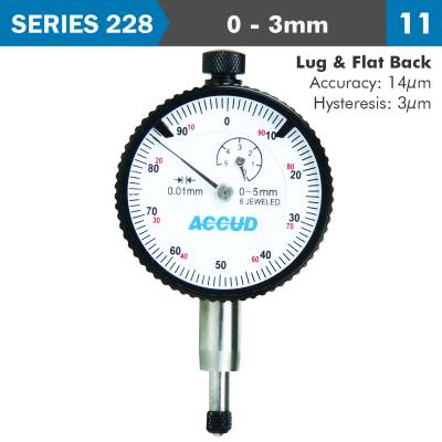 DIAL INDICATOR 3MM BEZEL 0.01MM GRAD. LUG&FLAT BACK — image 1