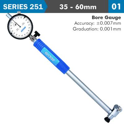 PRECISION DIAL BORE GAUGE 35-60MM 0.007MM ACC. 0.001MM GRAD. — image 1