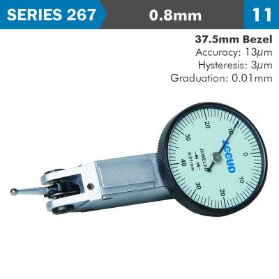 DIAL TEST INDICATOR 0.8MM 37.5MM BEZELD 0.013MM ACC. 0.01MM GRAD — image 1