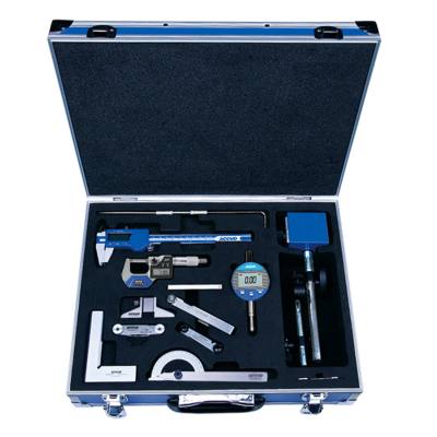 12PC MEASURING SET CALIPER MICROMETER MAG. STAND 3 X GAUGES SCRIBER DE — image 1