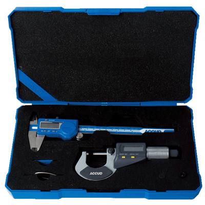 2 PIECE MEASURING TOOLS SET DIG. CALIPER 0-150MM & DIG. OUTSIDE MICROM — image 1