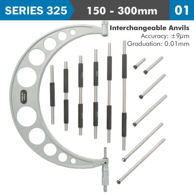 OUTSIDE MICROMETER 150-300MM 0.004MM ACC. 0.01MM GRAD. WITH INTERCH. A — image 1