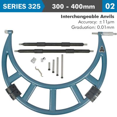 OUTSIDE MICROMETER 300-400MM 0.004MM ACC. 0.01MM GRAD. WITH INTERCH. A — image 1
