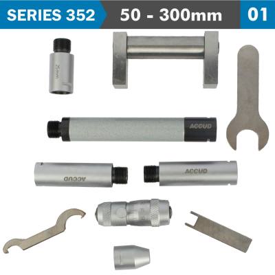 TUBULAR INSIDE MICROMETER 50-300MM 0.01MM GRAD. EXTENSION RODS: 13, 25 — image 1
