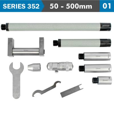 TUBULAR INSIDE MICROMETER 50-500MM 0.01MM GRAD. EXTENSION RODS: 13, 25 — image 1