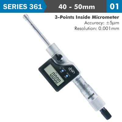 DIG. 3 POINTS INSIDE MICROMETER 40-50MM 0.005MM ACC. 0.001MM RES. — image 1