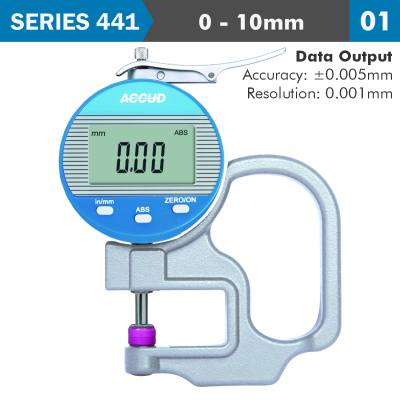 DIG. THICKNESS GAUGE 10MM 0.005MM ACC. 0.001MM RES. CERAMIC ANVIL — image 1