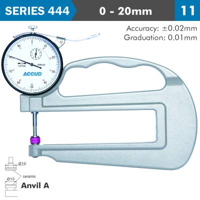 THICKNESS GAUGE 20MM 0.03MM ACC. LARGE DEPTH CERAMIC ANVIL 0.01MM GRAD — image 1