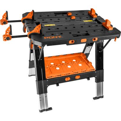PONY WORK TABLE-SAWHORSE WITH 4PC BENCH DOGS X2 CLAMPS — image 1