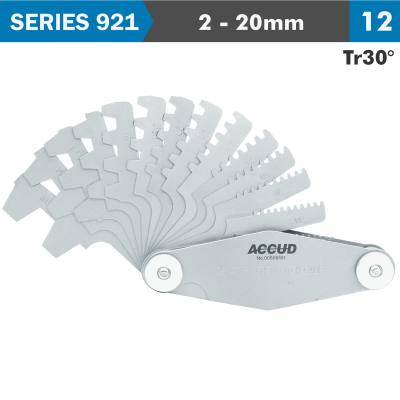 PITCH GAUGE 2-20MM Tr30 DEG. THREAD 12 LEAVES 0.07MM ACC. — image 1