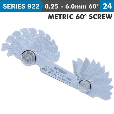 PITCH GAUGE 0.25-6MM 24 LEAVES METRIC 60DEG. SCREW 0.07MM ACC. — image 1