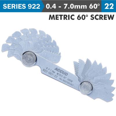 PITCH GAUGE 0.4-7MM 22 LEAVES METRIC 60DEG. SCREW 0.07MM ACC. — image 1