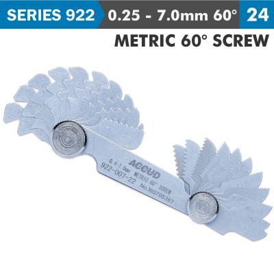 PITCH GAUGE 0.25-7MM 24 LEAVES METRIC 60DEG. SCREW 0.07MM ACC. — image 1