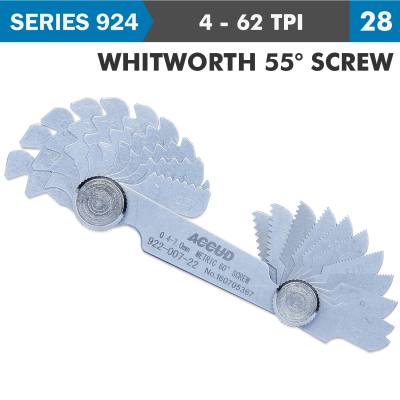 PITCH GAUGE 4-62TPI 28 LEAVES WHITWORTH 55DEG. SCREW 0.07MM ACC. — image 1